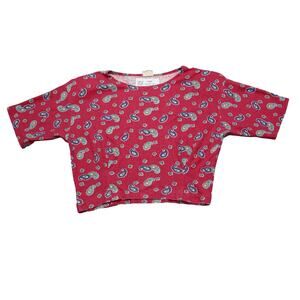SOSTANZA Shirt Womens M Red Contemporary Apparel Short Sleeve Crop Top